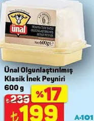 ÜNAL OLGUNLAŞTIRILMIŞ KLASİK İNEK PEYNİRİ 600 G